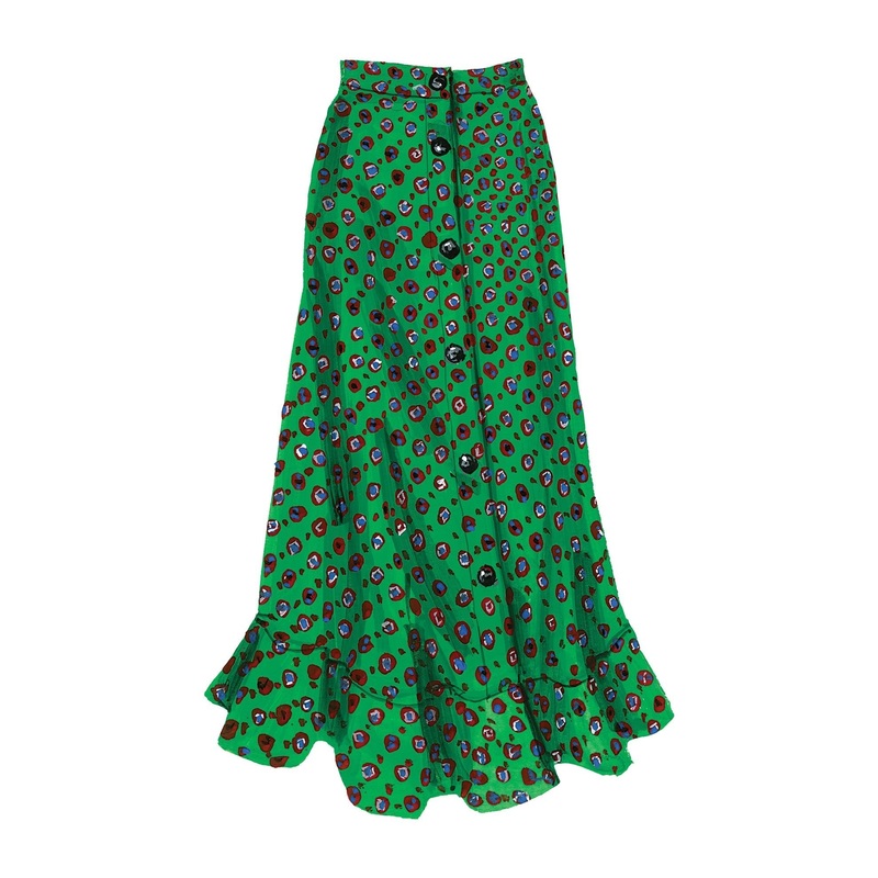 Capri Skirt Green Geo Print Small
