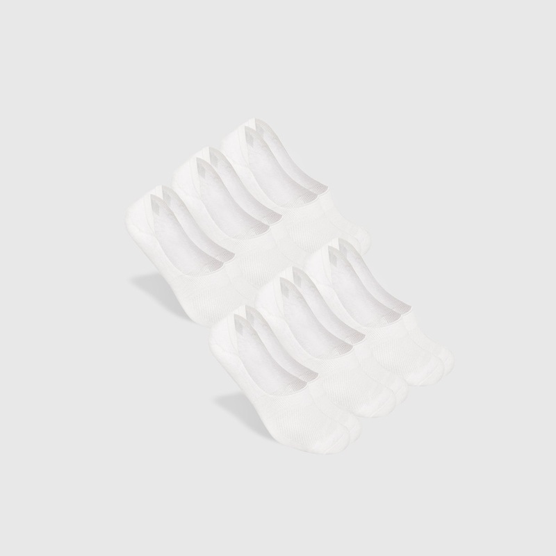 White No Show Socks 6-Pack M