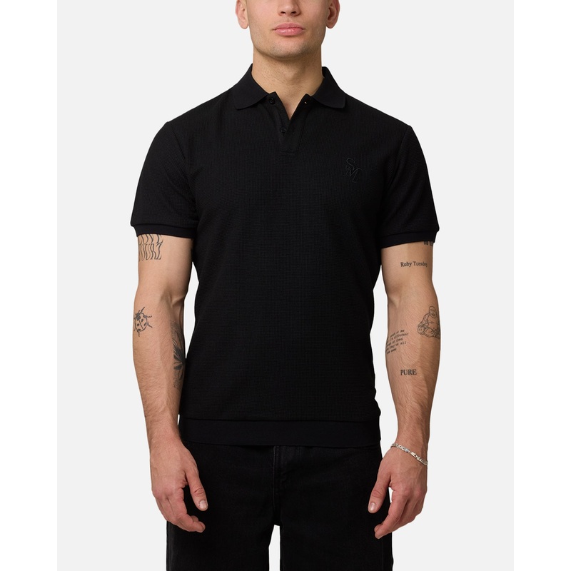 Saint Morta Waffle Polo Shirt Black S