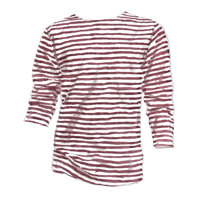 French Sailing Shirt Maroon Stripe Small