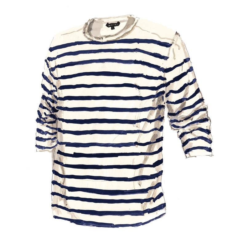Vallauris Shirt Navy Cream Stripe Small