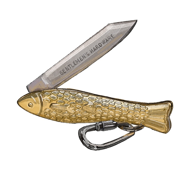 Brass Pocket Fish Penknife Brass One Size