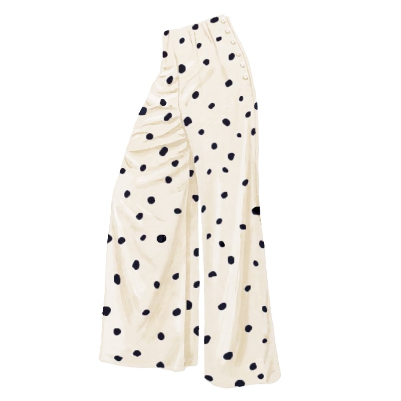 Silk Palazzo Pants Cream Navy 2