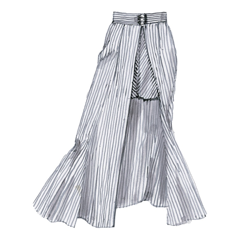 1930s Playsuit Skirt White Blue Stripe 10