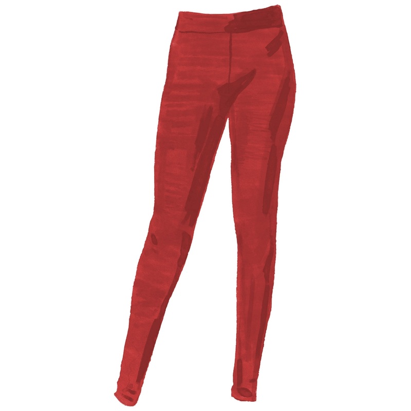 Everyday Casual Stretch Leggings Red X Small