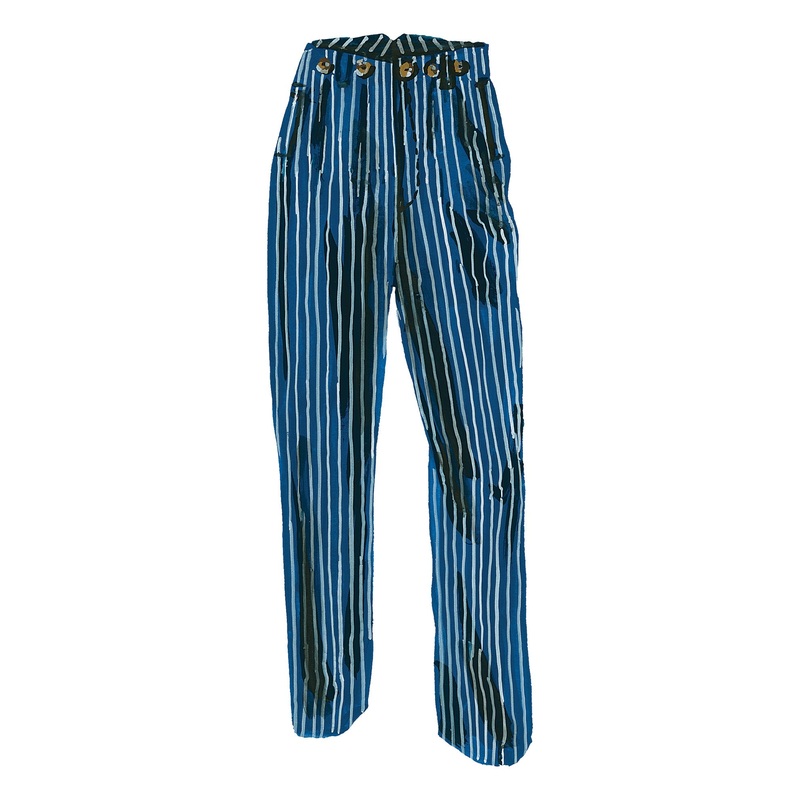 The Linen Glamour Pants Navy Cream Stripe 2
