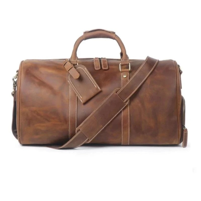 The Dagny Weekender | Large Leather Duffle Bag Brown