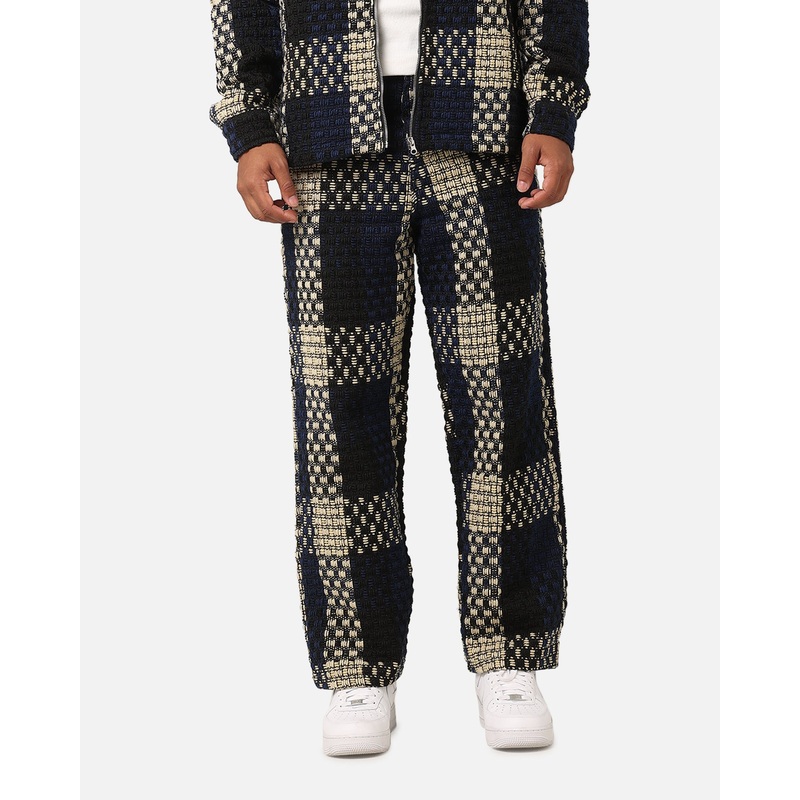 XXIII Textured Weave Pants Blue/Black/Yellow 28