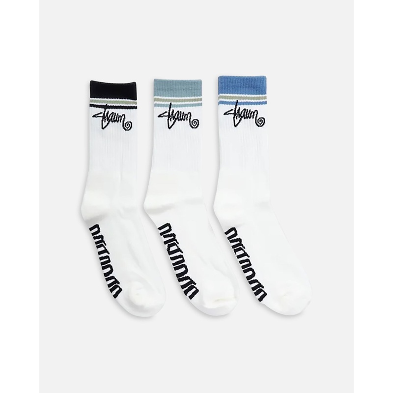 S Double Stripe Shawn Script Crew Socks 3 Pack Multi ONE