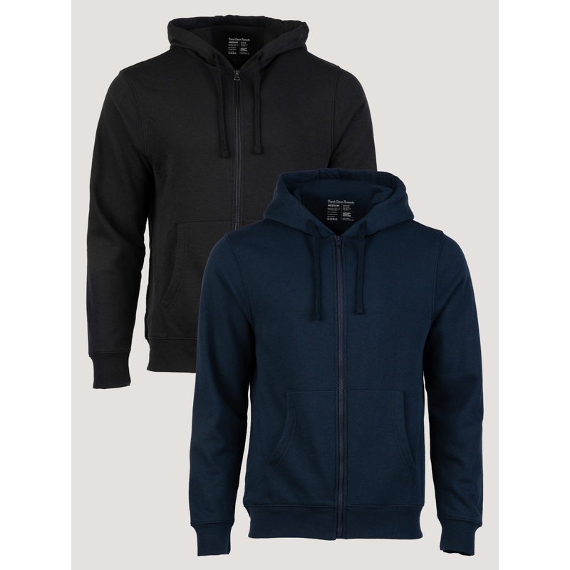 Zip-Up Hoodie Black + Dark Navy 2-Pack Small