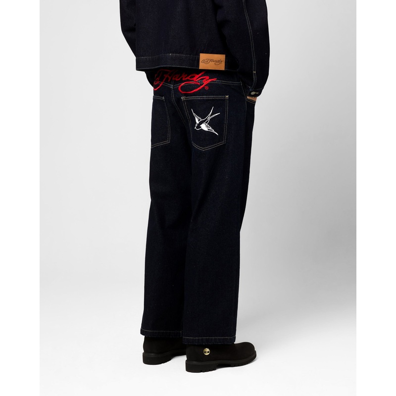 Ed Hardy Wide Leg Jeans Indigo Denim 28