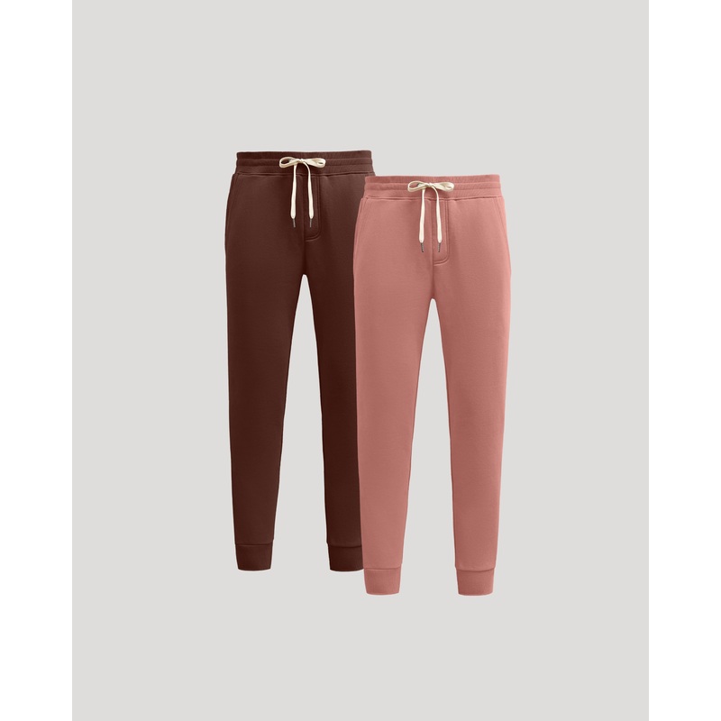 Rose & Carob Fleece French Terry Joggers 2-Pack S