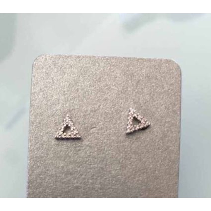 Petite Triangle Stud Earrings White Gold Finish