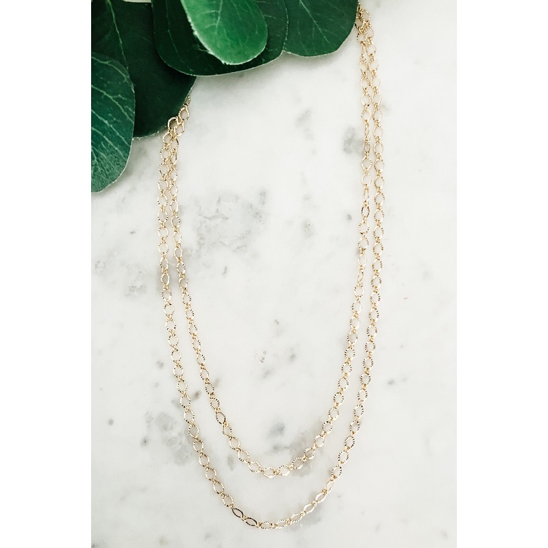 36″ Diamond-Cut Chain Necklace Gold