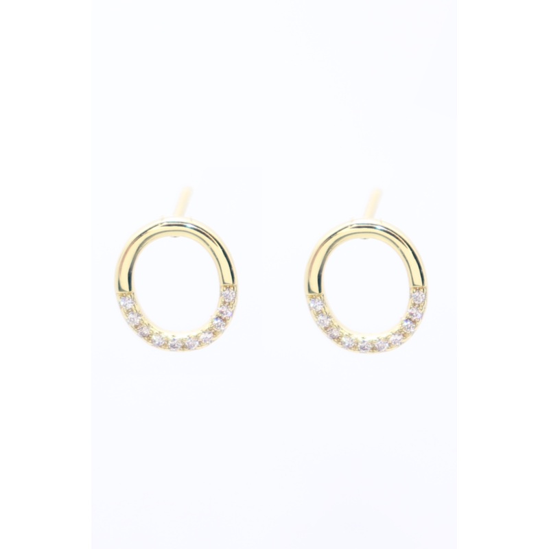 Elle Small Pave Round Studs Gold