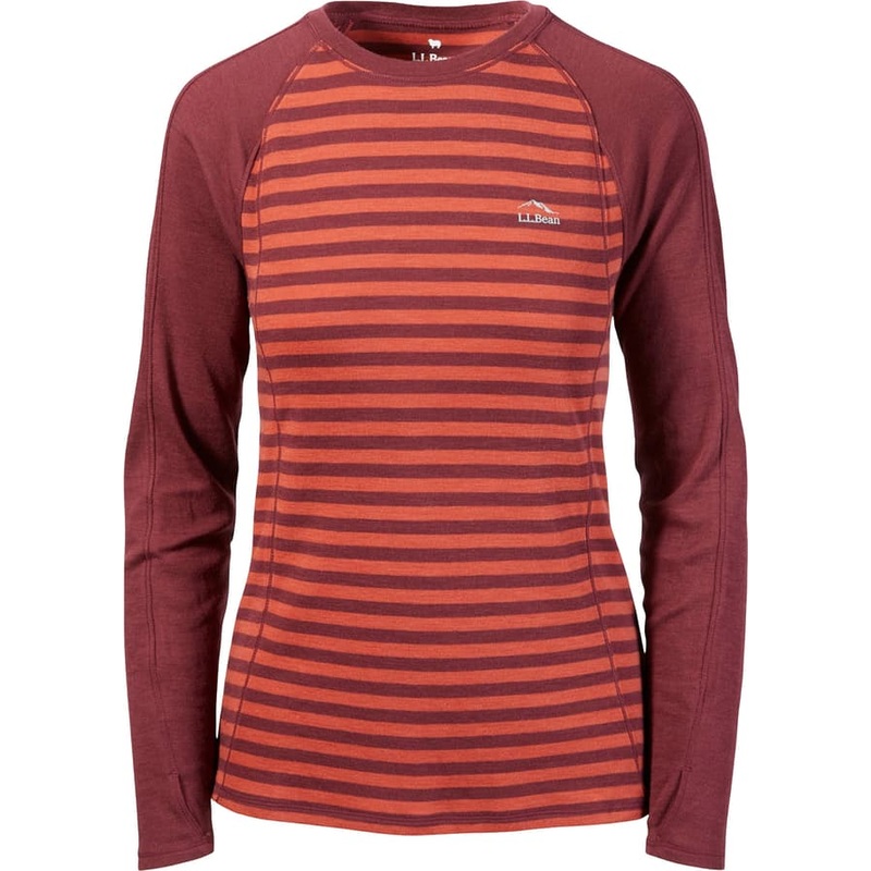 L.L. Bean Cresta Wool Midweight Stripe Crew Neck Base Layer Top – Women’s