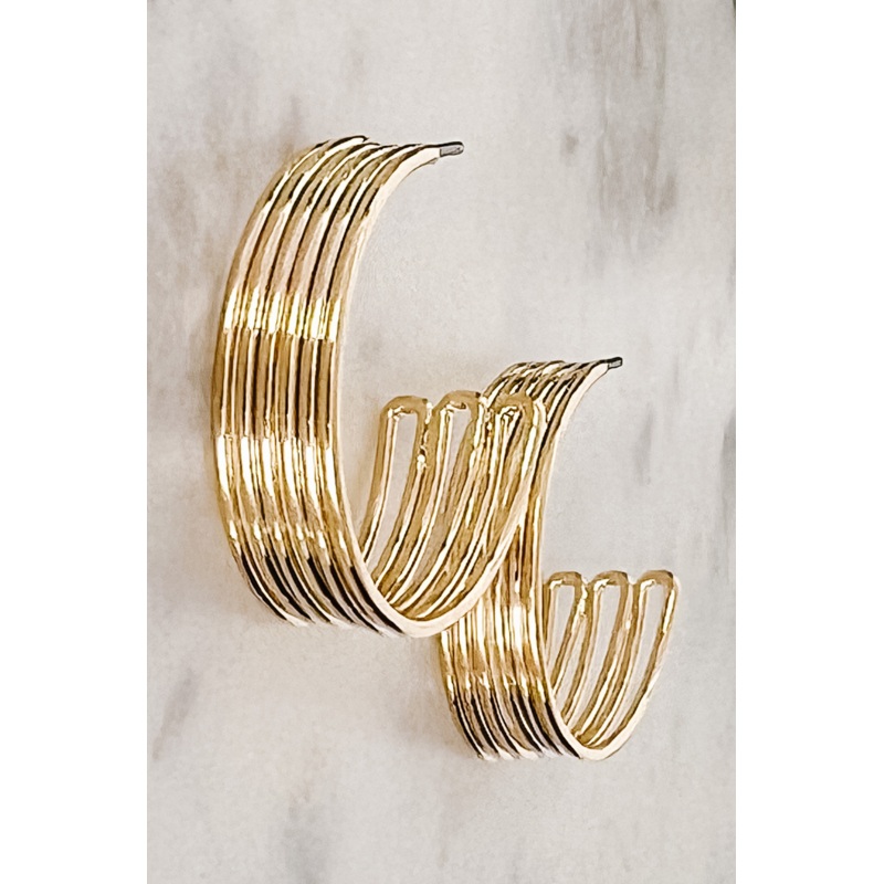 Multi Hoop Thick Medium Earring Gold