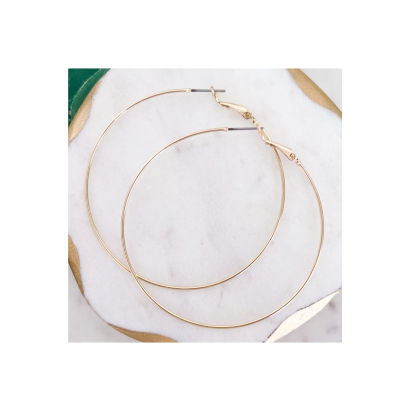 2.25″ Brass Wire Hoop Earrings Gold