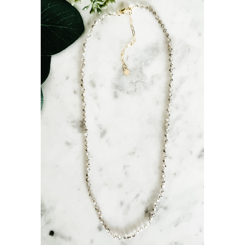 Beaded Dainty Necklace Grey
