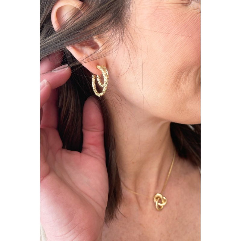 Double-Snake Chain Hoop Earrings Gold