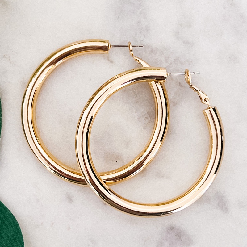 Gold-Dipped Brass Hoop Earrings Gold