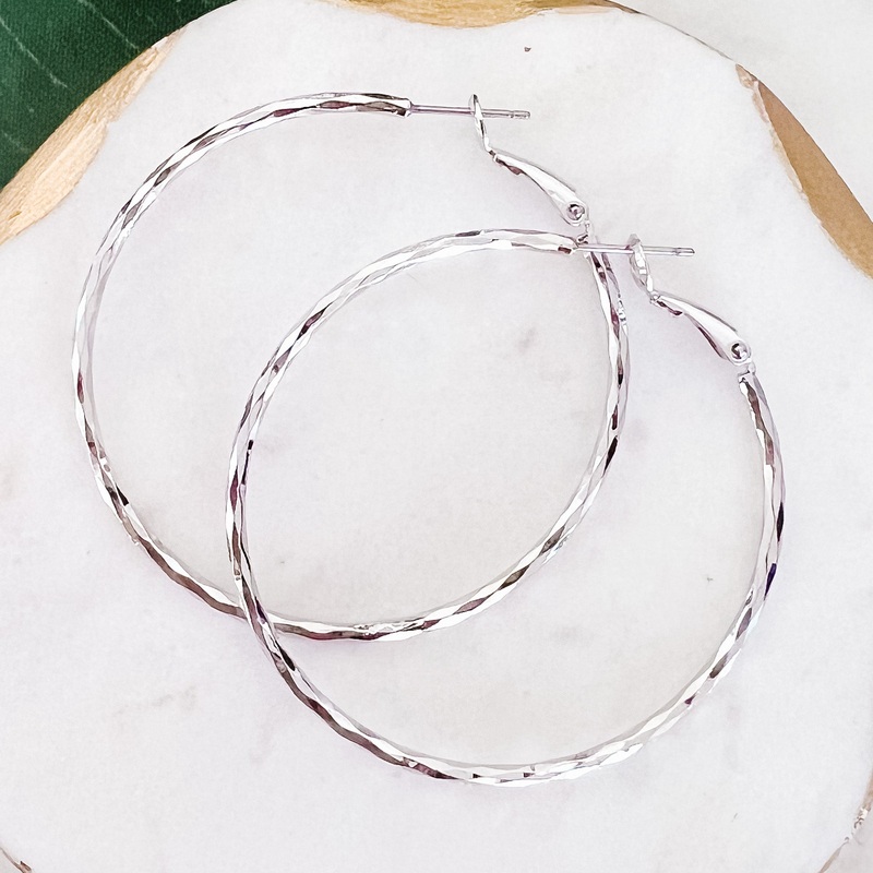 Large Textured Hoop Earrings Gold