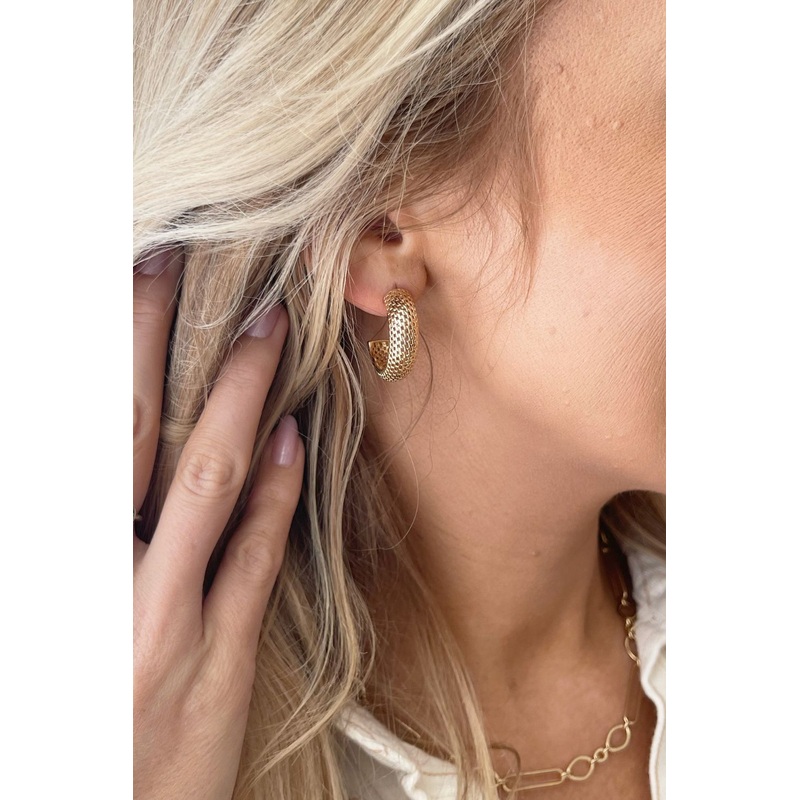 Mesh Hoop Earrings Gold