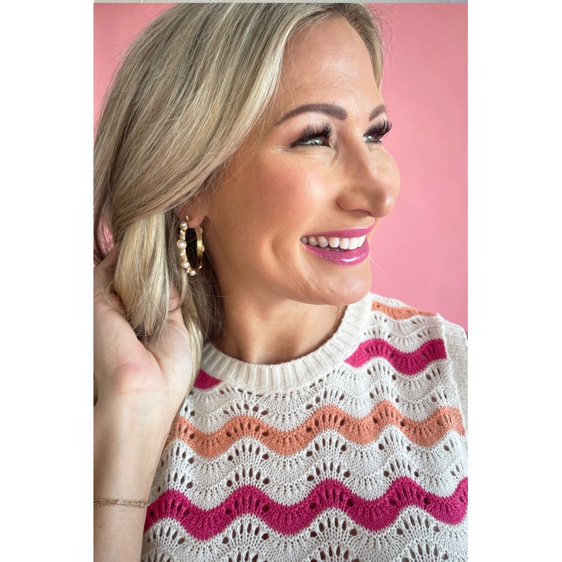 Pearl-Studded Hoop Earrings Gold