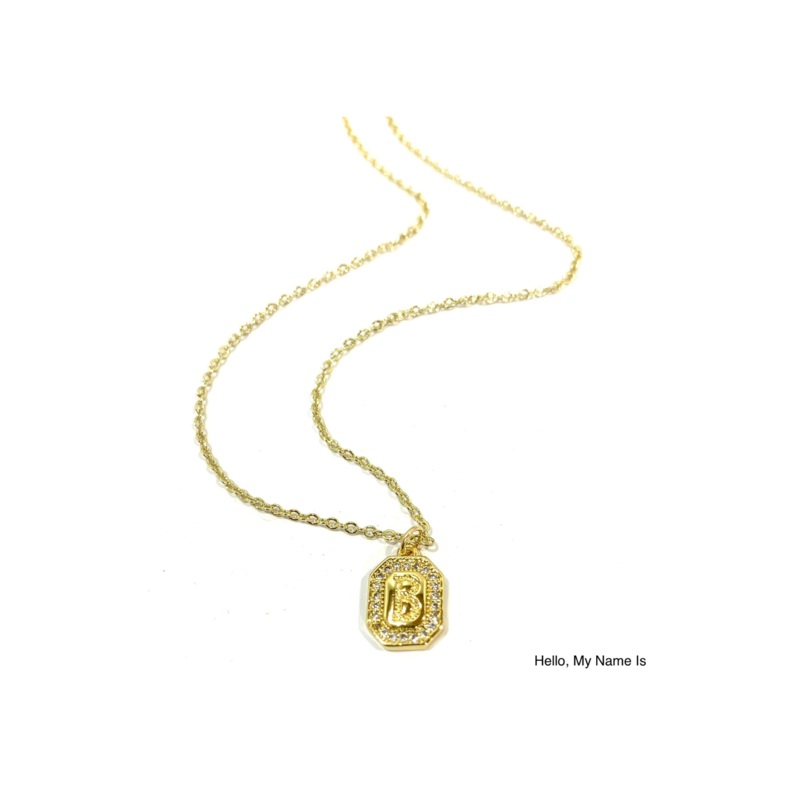 Small Initial CZ Necklace Gold A