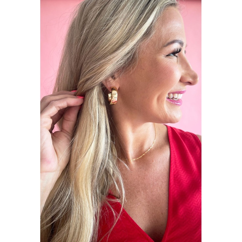 Thick Hoop Earrings Gold