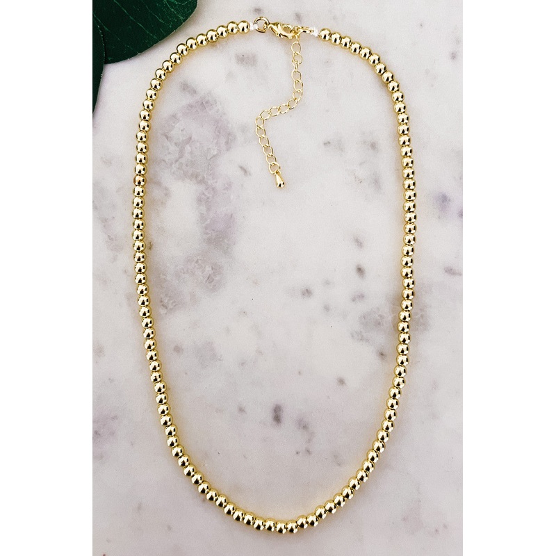 4mm Stainless Steel Ball Necklace Gold