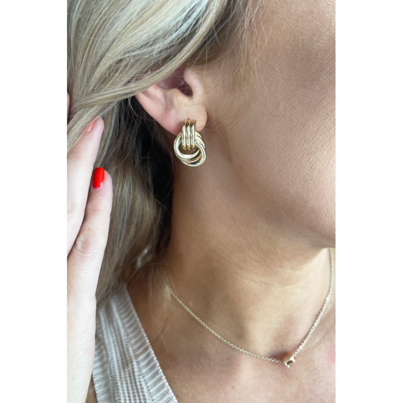 Top Knot Circle Earrings Gold